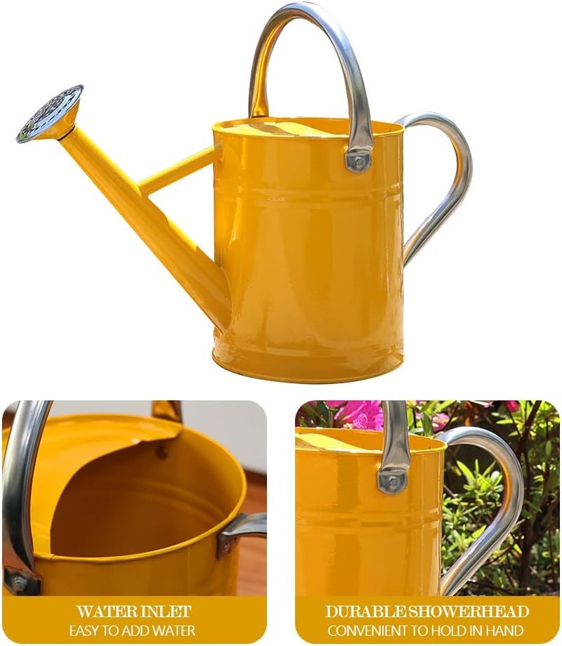 yourjoy Metal Watering Can, One Gallon Watering Cans Stainless Steel for Outdoor Indoor Garden Plants Watering (Yellow) - Image 4